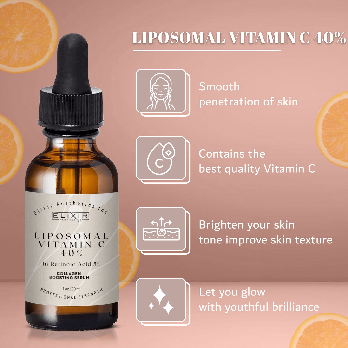 Professional Strength Liposomal Vitamin C 40% Serum in 5% Retinoic Acid